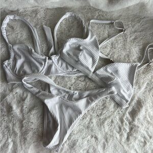 Vitamin A Ribbed White Bikini Set